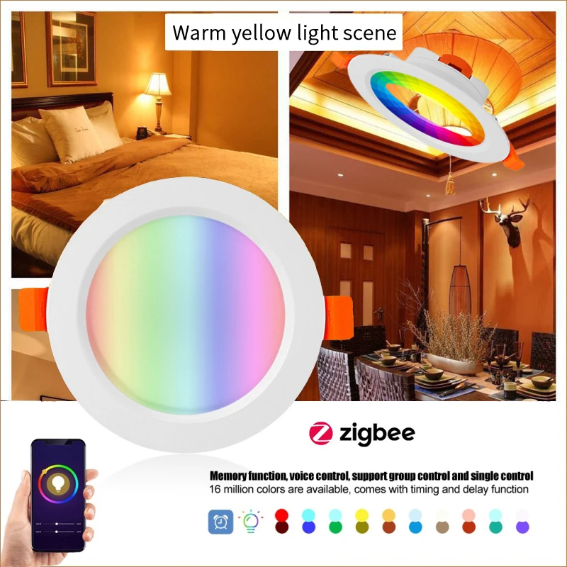 

Zigbee 3.0 Tuya Smart Downlight 3.5 Inch RGBCW 7W Led Recessed Ceiling Light Voice Control Work Smart Control Lamp Decor Home