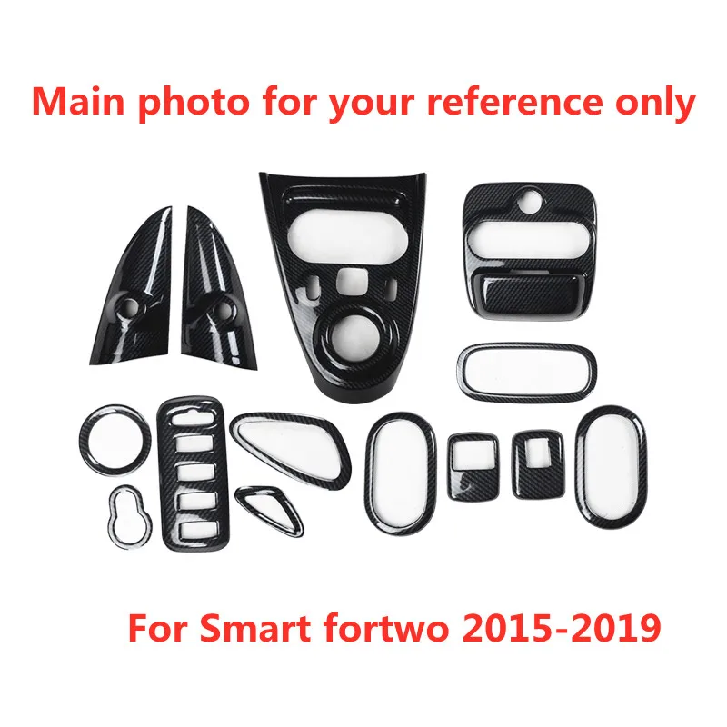 

Углеродное волокно, печатная для Smart fortwo 2015-2019, интерьерный Стайлинг, Окно управления, дверная панель, наклейка, приборная панель, крышка