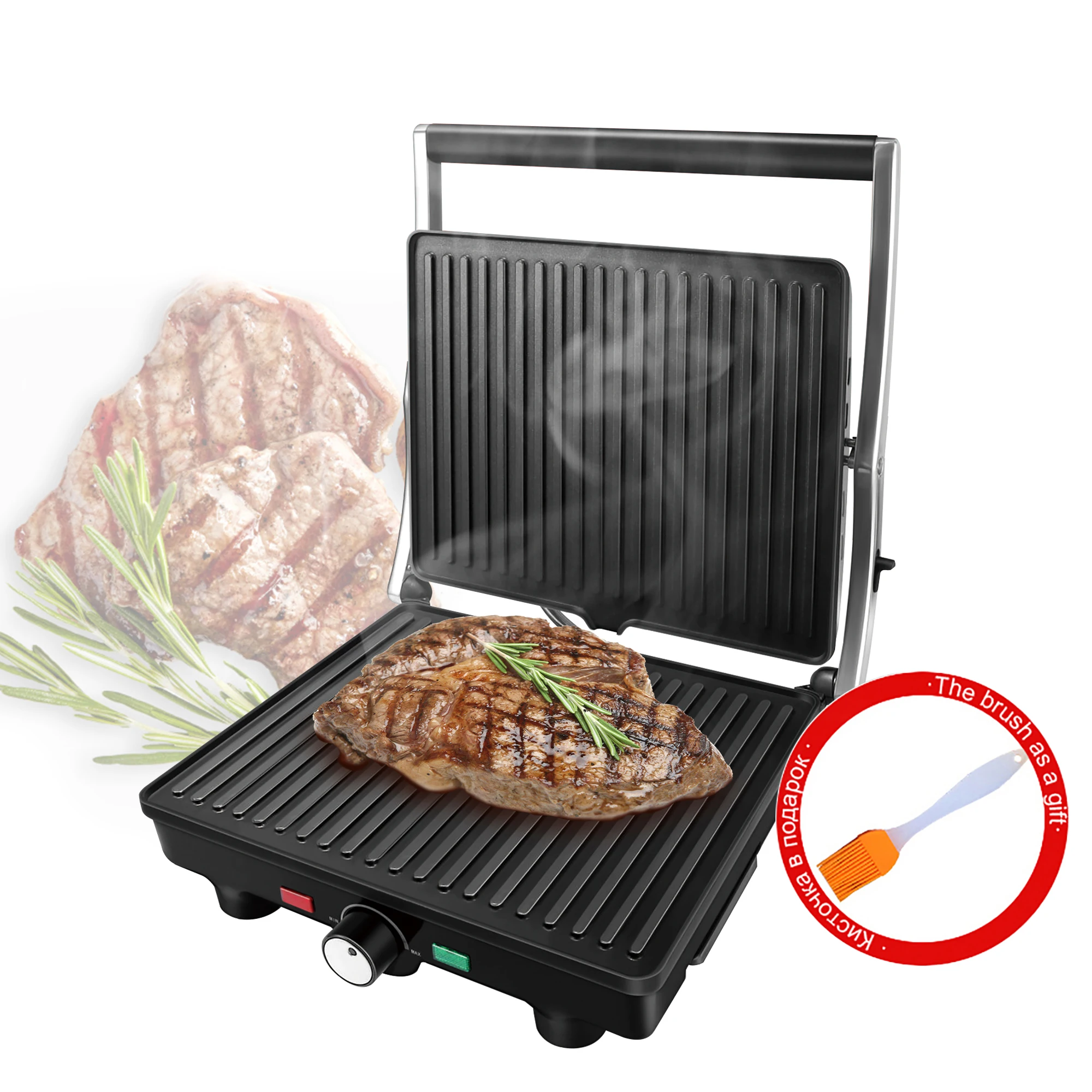 

BBQ Electric Contact Grill Griddle And Panini Press Kitchen Barbecue Griddle Smokeless Baking Opens 180 Degree Barbecue Sonifer
