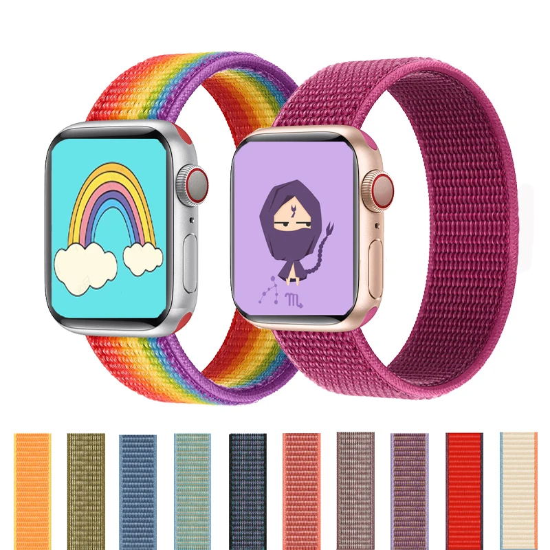 

Ремешок нейлоновый для Apple Watch Band 6 SE 38 мм 42 мм, спортивный съемный браслет для iWatch Apple Series 5 4 3 40 мм 44 мм