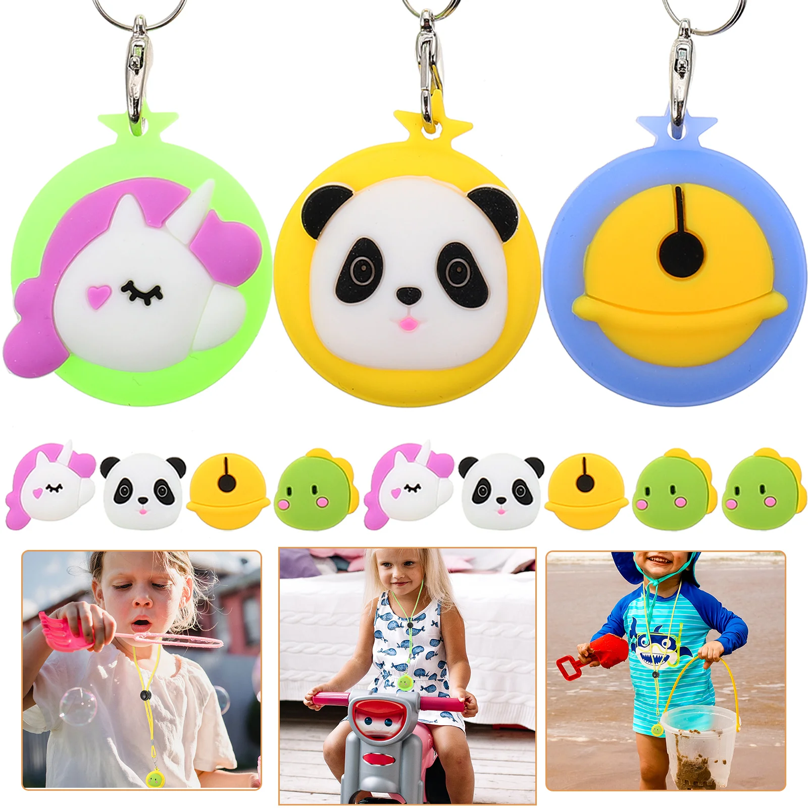 

3 Sets Necklace Cover Anti-scratch Silicone Holder Hanging Lanyard Nylon Rope Tracer Protector Child