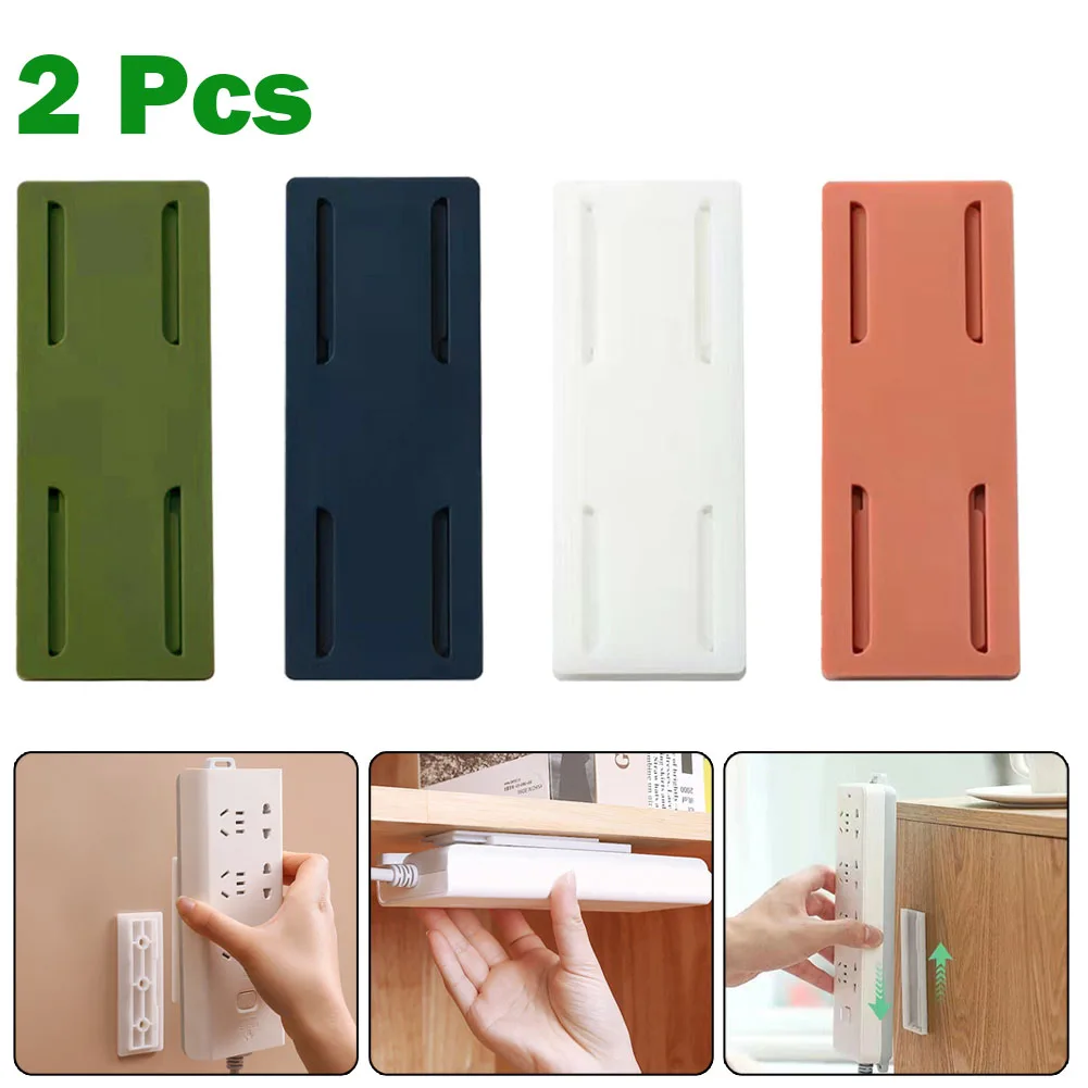 

Self Adhesive Power Socket Strip Holder 2pcs Wall-Mount Plug Extension Lead Organiser Fixer Sticker Power Outlet Traceless