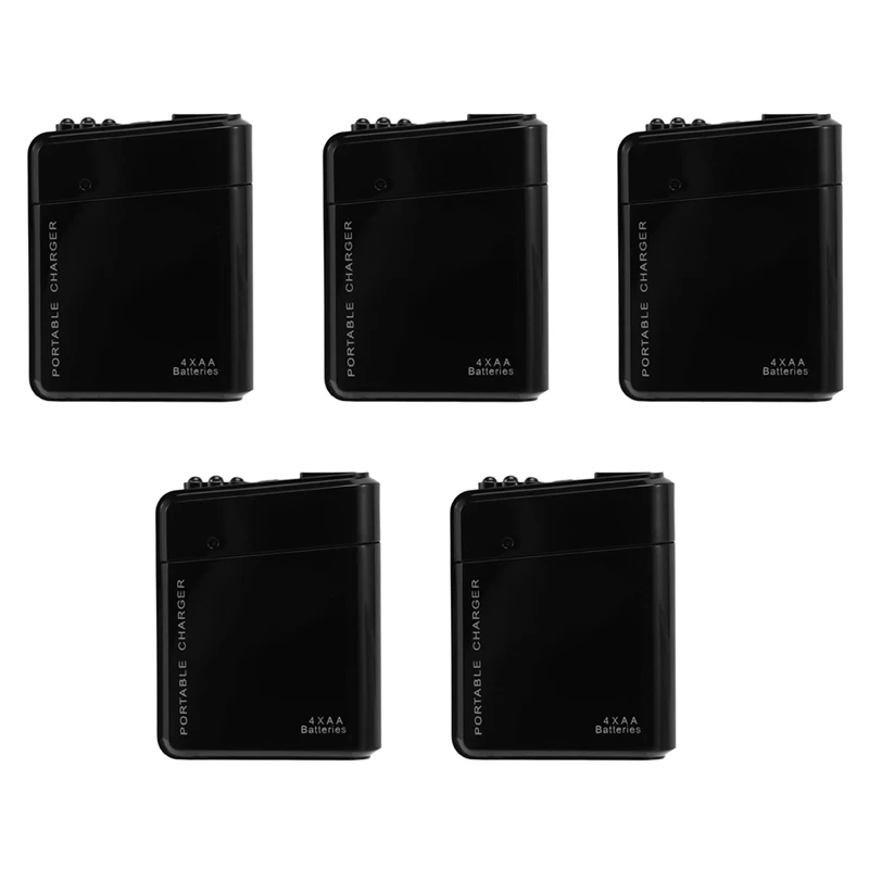 

5X Black 4X AA Battery Portable Emergency Power Charger USB For Cell Phone