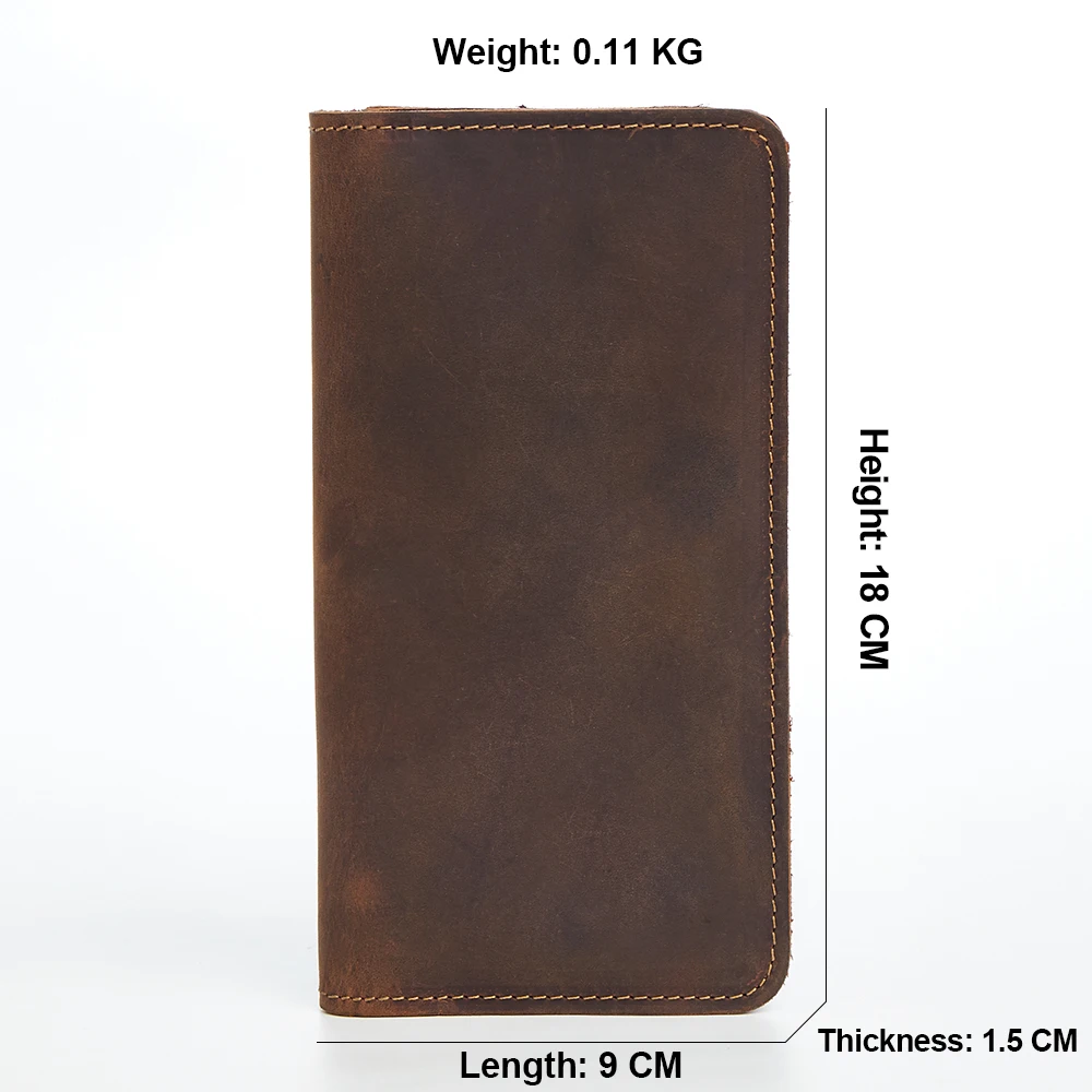 Мужской кошелек GENODERN из натуральной кожи винтажный длинный бумажник для мужчин