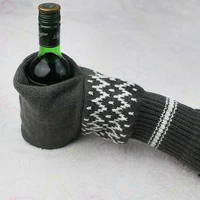 1 pc beer beverage sleeve knitted full finger gloves outdoor camping drink holder for soft drink bottles can warming mittens