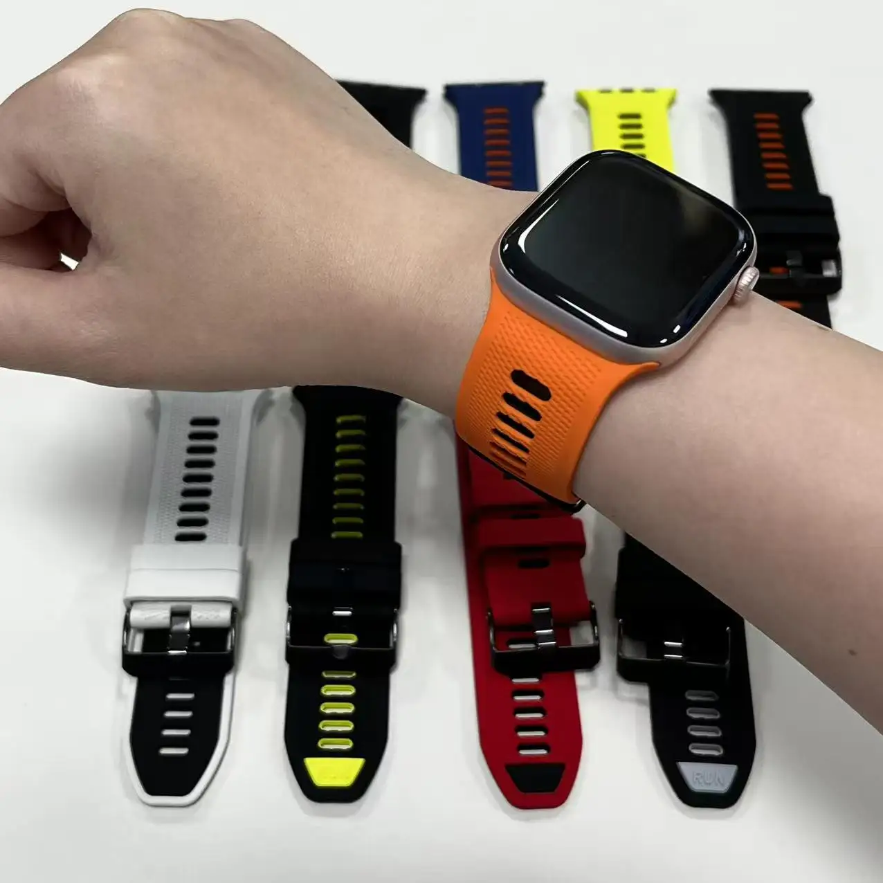 Фото Силиконовый ремешок для Apple Watch Band Ultra 49 мм, браслет Ultra2 Ultra3 для Apple Watch Series 1-11, 42/44/45/46/49 мм, спортивный ремешок №2