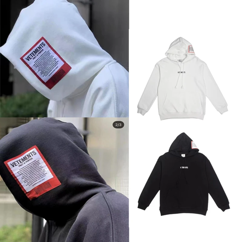 

High Quality Heavy Fabric VETEMENTS Men Hoodie FemaleOversize Hooded Embroidered Tag Sweatshirts Crewneck Hoodies