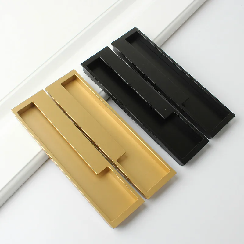 

15.75" Black/Gray/Embedded Stealth Door Handle Slotted Drawer cupboard wardrobe hidden door handles sliding door pull