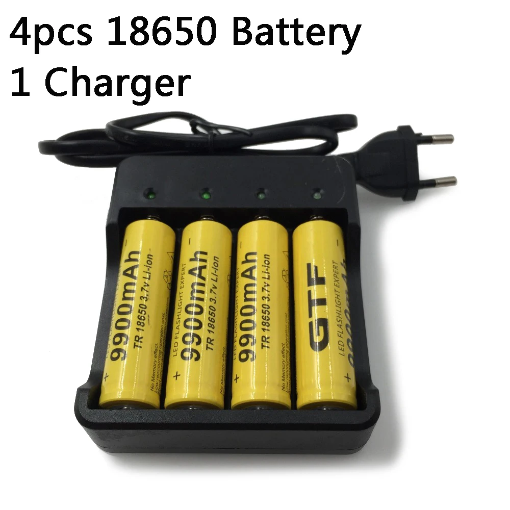 

New 18650 battery 3.7 V 9900mAh Li ion rechargeable battery 18650 batery +1pcs 18650 battery charger intelligent