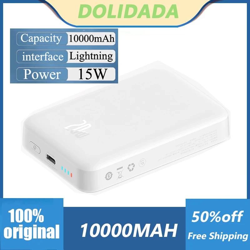 

Dolidada 20W 10000mAh Mini Power Bank Magnetic Wireless Fast Charge with Auto-wake for IPhone 14 13 12 Pro Max Magsafe Powerbank