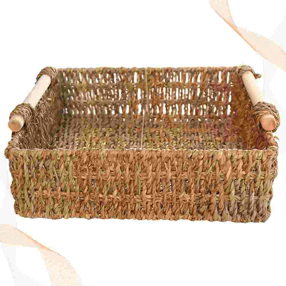 

Basket Baskets Storage Woven Wicker Rattanseagrassorganizer Desktop Sundries Organizing Bread Makeup Rectangular Bathroom