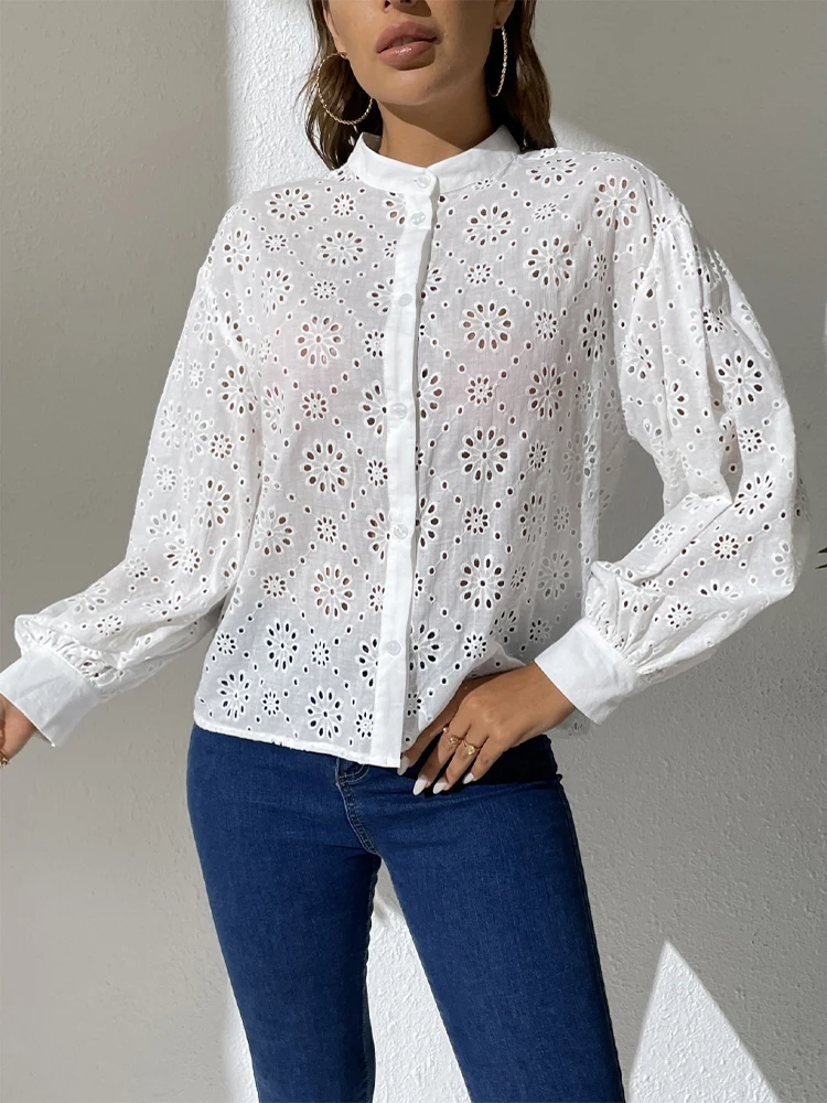 Блузка женская демисезонная с длинным рукавом и V-образным вырезом |