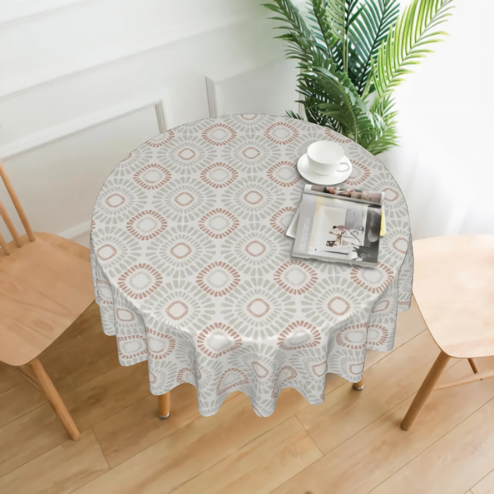 

Geometric Round Tablecloth 60 Inch Boho Table Cover Table Cloth with Waterproof Wrinkle Resistant for Home Indoor Outdoor