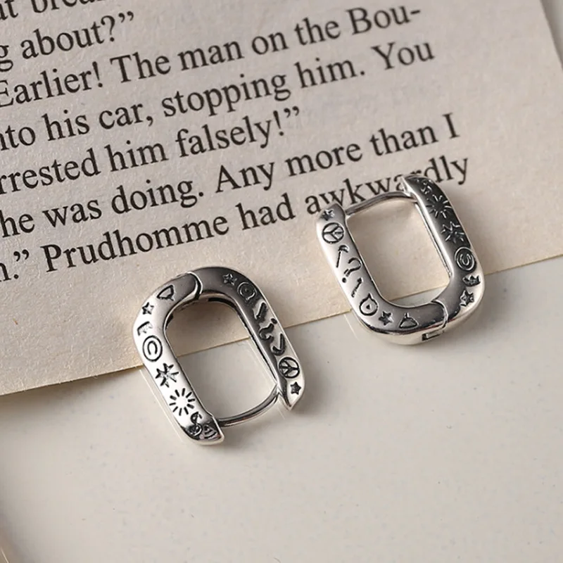 

Fashion Simple Printing Graffiti U-shaped Ear Buckles Retro Oiling Craft Earrings for women Popular Jewelry Accessories gifts