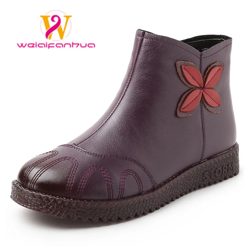 

ladies booties genuine leather 2022 new faux plush warm ladies winter boots flat ladies non slip maton boots women boots