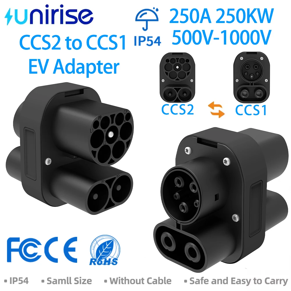 

Универсальный адаптер CCS2 к CCS1 EV, 250 кВт, 1000 В постоянного тока, быстрая зарядная станция CCS2, преобразователь для электромобиля, разъем CCS1, адаптер зарядного устройства