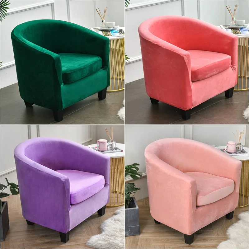 

Velvet Tub Chair Covers with Cushion Cover Split Style Removable High Stretch Club ArmChair Slipcover for Single sofa cover