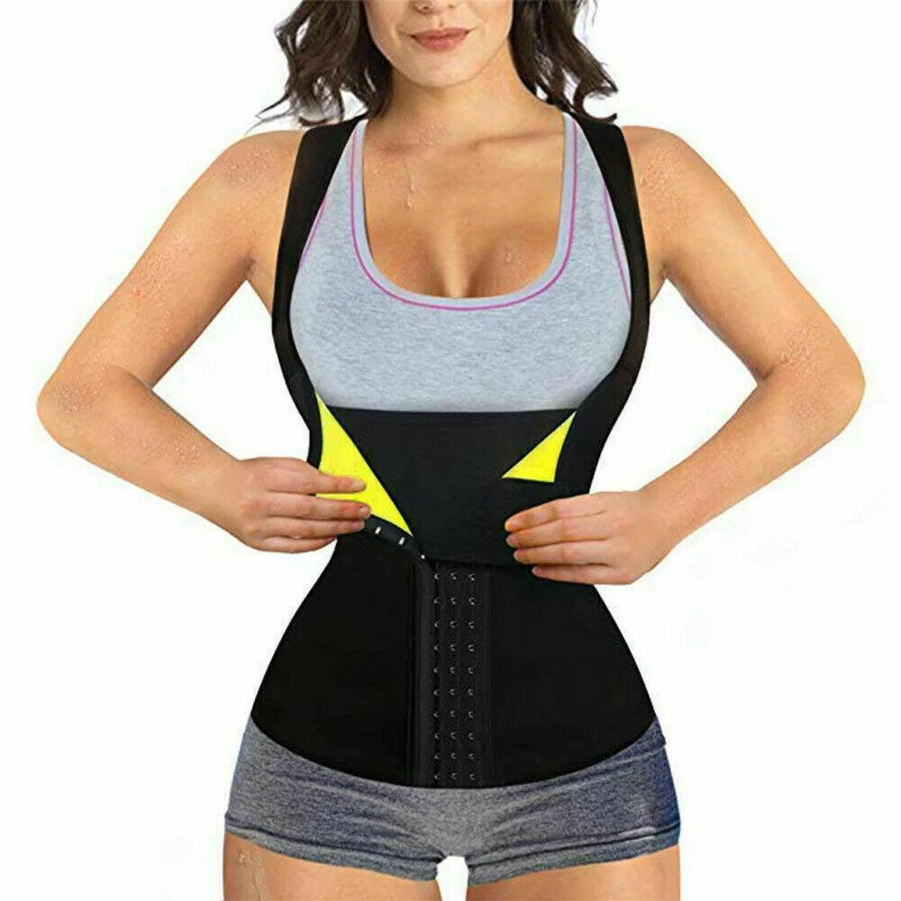 

Women Neoprene Shapewear Waist Trainer Push Up Vest Tummy Belly Girdle Body Shaper Cincher Corset Oversize Sauna Sweat Tanks Top