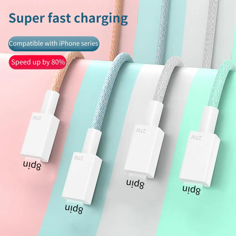 

Data Cable Nylon Braided High Speed 1m PD 27W Type-C to 8Pin Mobile Phone Fast Charging Cord for iPhone
