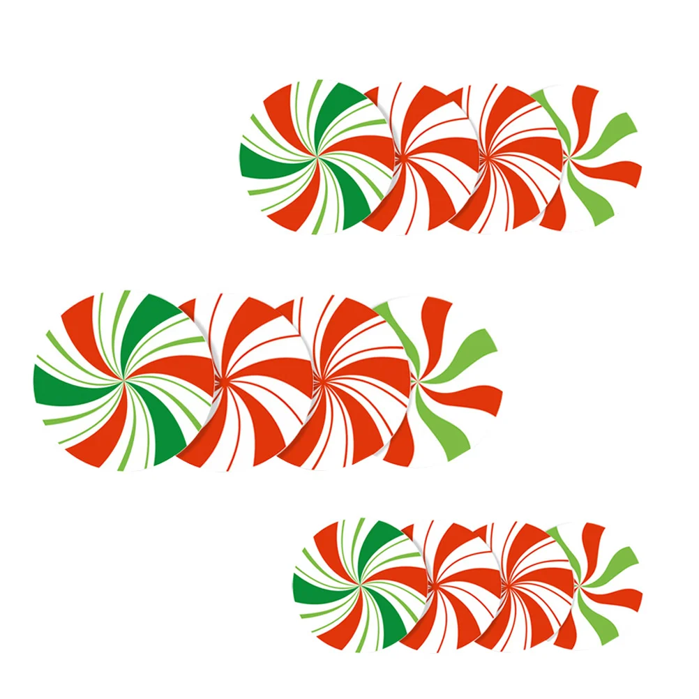 

12pcs Xmas Peppermint Stickers Xmas Wall Decals Xmas Floor Decals Christmas Candy Decorations Candy Party Supplies