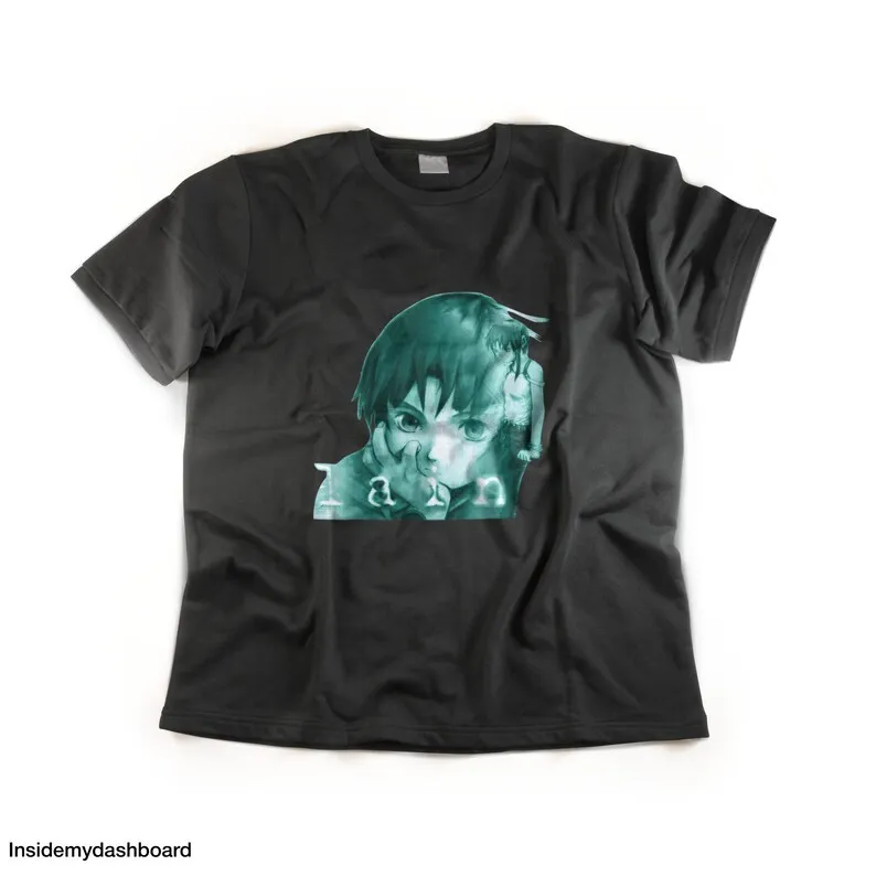 Серийные эксперименты Винтажная футболка с логотипом 90-х аниме Lain серийные