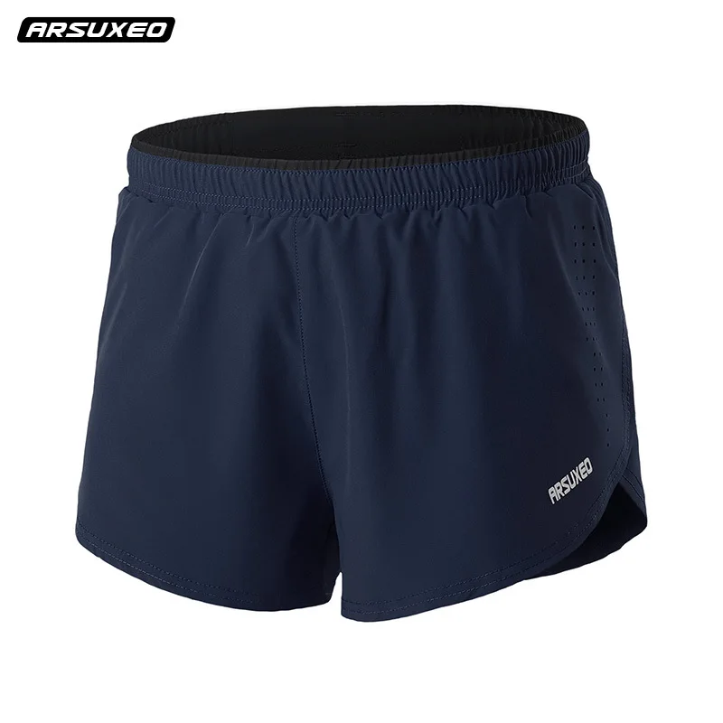 ARSUXEO Men's Running Shorts 2 In 1 Summer Breathable Gym Training Jogging Marathon Sport Shorts with Lining Triangle Underwear