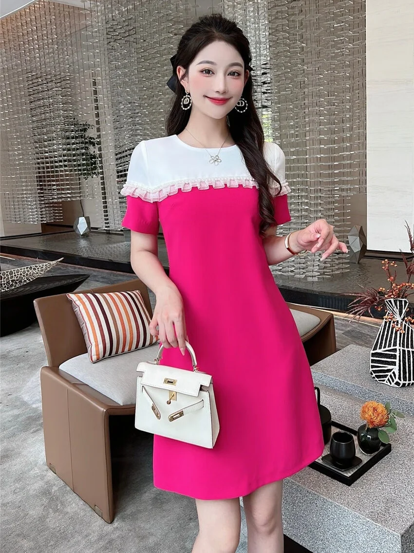 High end fashion women's 2023 summer new French celebrity temperament color contrast dress 92940