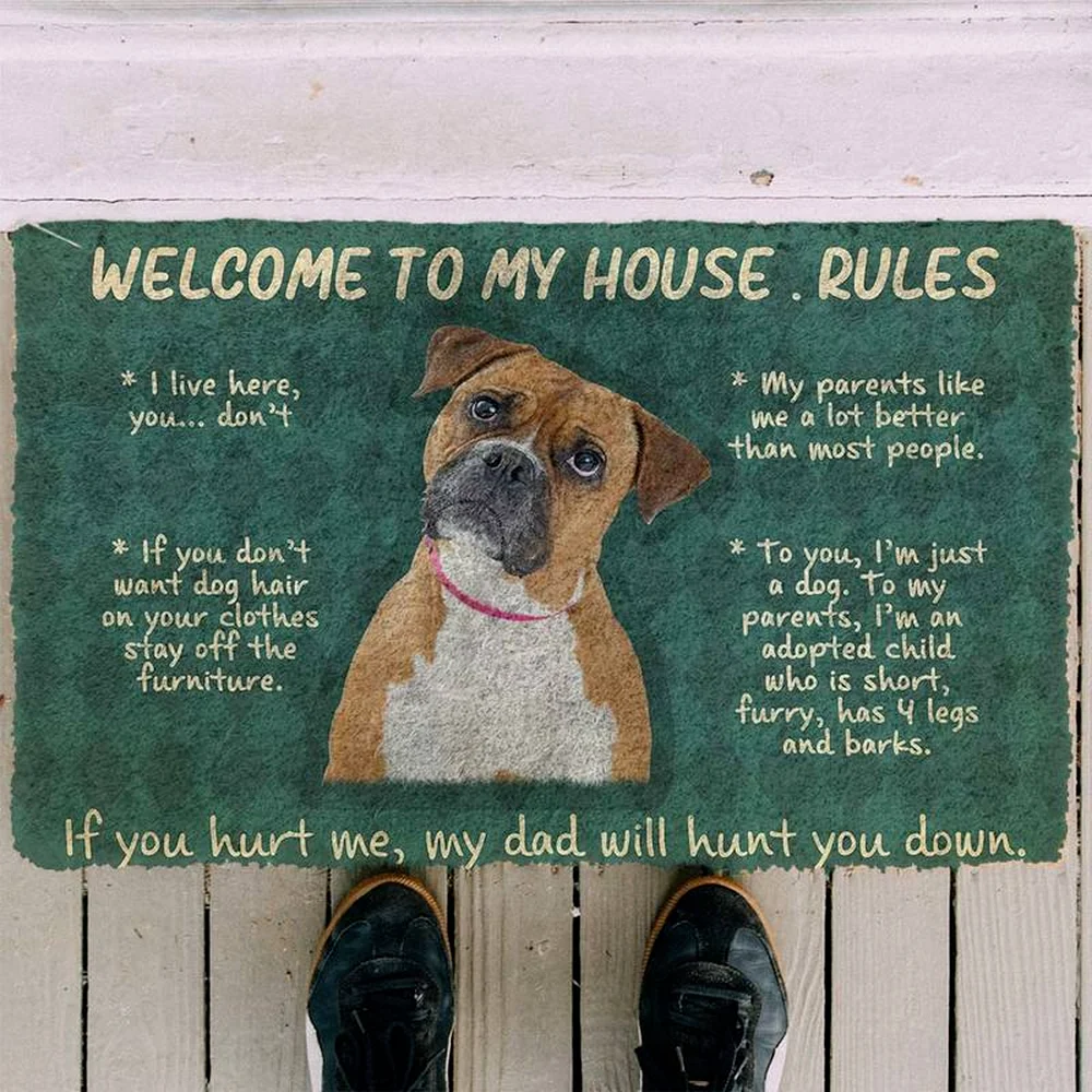 Please Remember Corgi House Rules Doormat Decor Print Carpet Soft Flannel Non-Slip Doormat for Bedroom Porch Drop Shipping images - 6