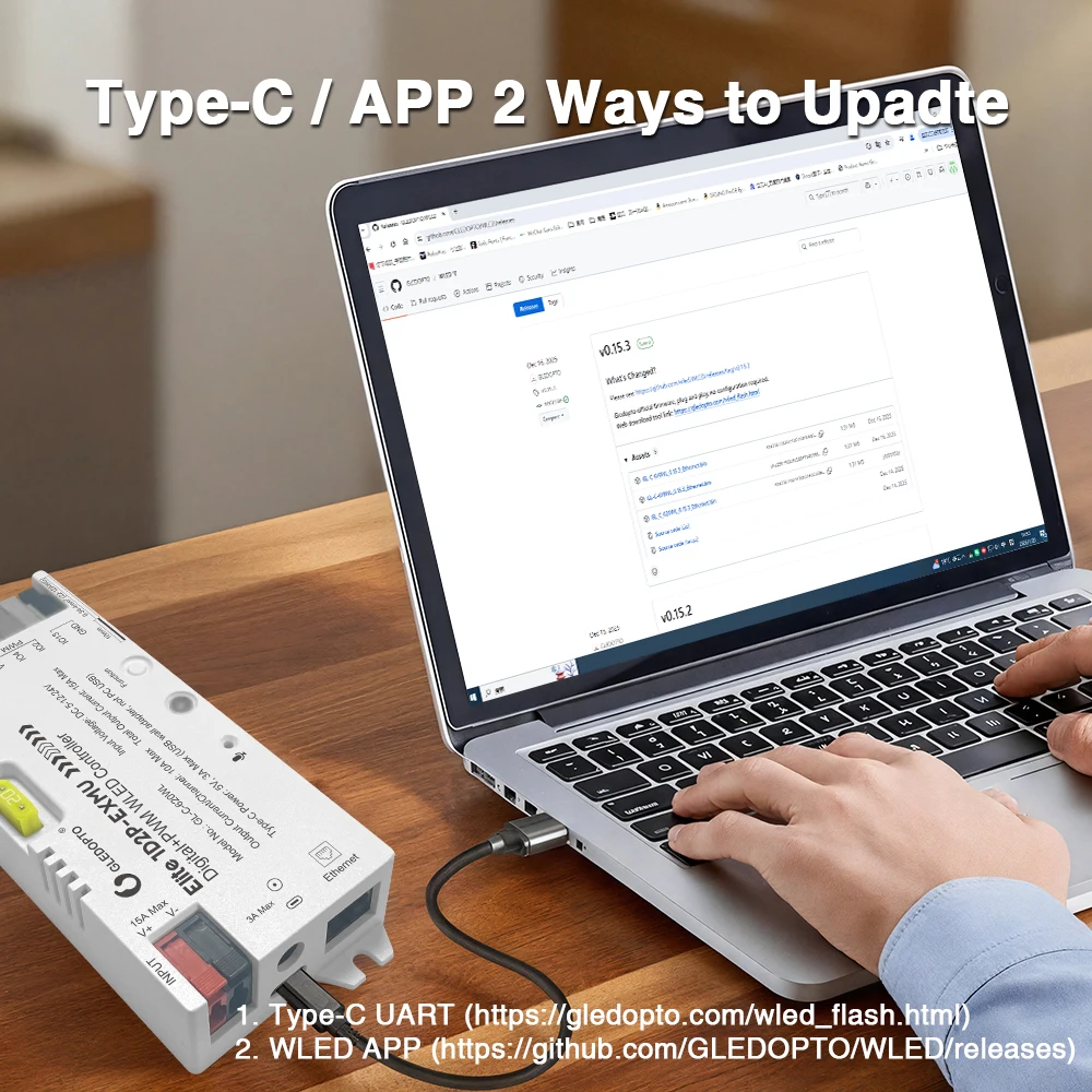 Фото Контроллер GLEDOPTO 1D2P-EXMU Digital+PWM WLED Elite Series ESP32 для светодиодных лент с Ethernet, синхронизацией музыки и поддержкой Alexa Smart Lighting №5