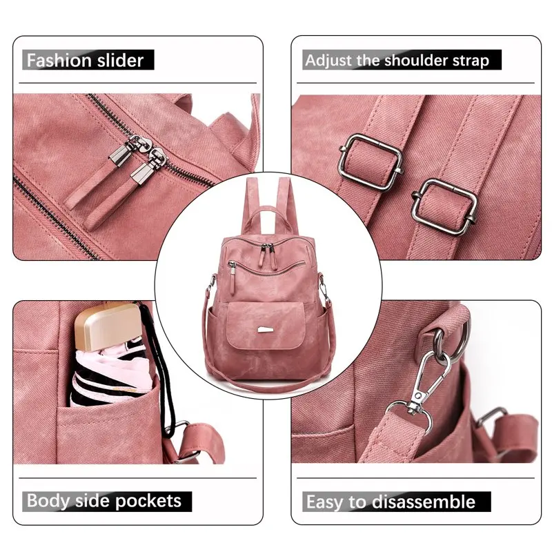 Women Backpack Purse PU Leather Designer Anti-theft Travel Backpack Fashion Shoulder Handbag