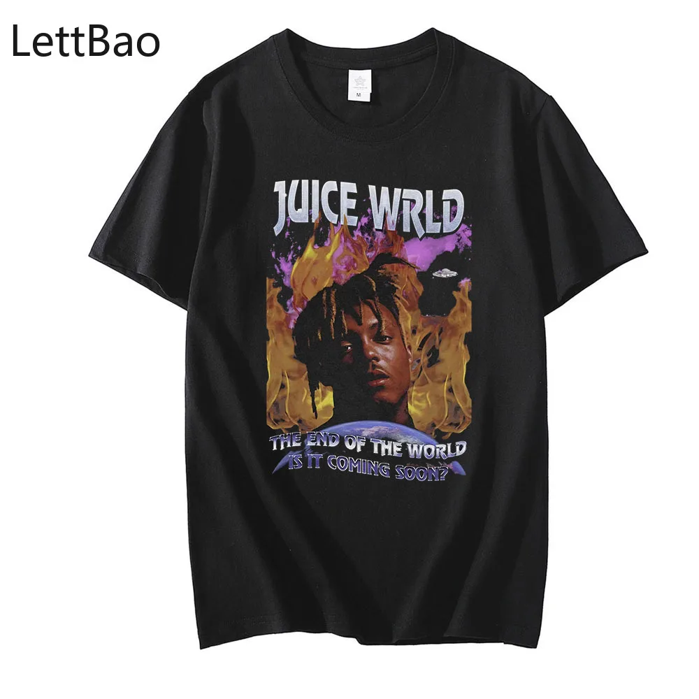 Забавные топы унисекс Harajuku Rapper Juice WRLD Мужская футболка уличная одежда футболка мужская хип-хоп Футболка с принтом персонажа певицы