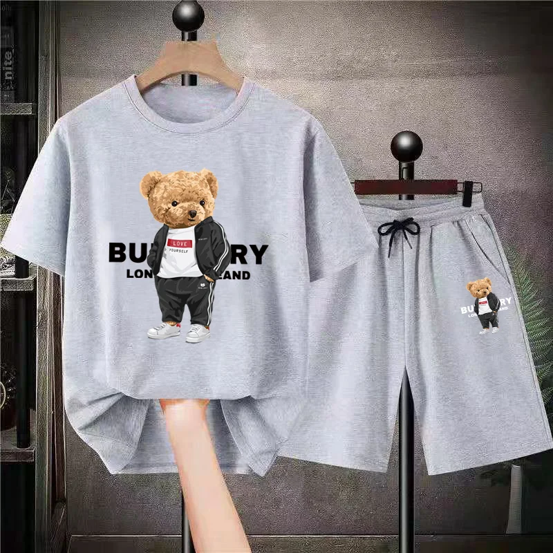 2 Piece Outfits For Men Men's Clothing Summer Streetwear Tracksuit Jogging Suit Solid Color Men Oversized T-shirts Shorts Sets