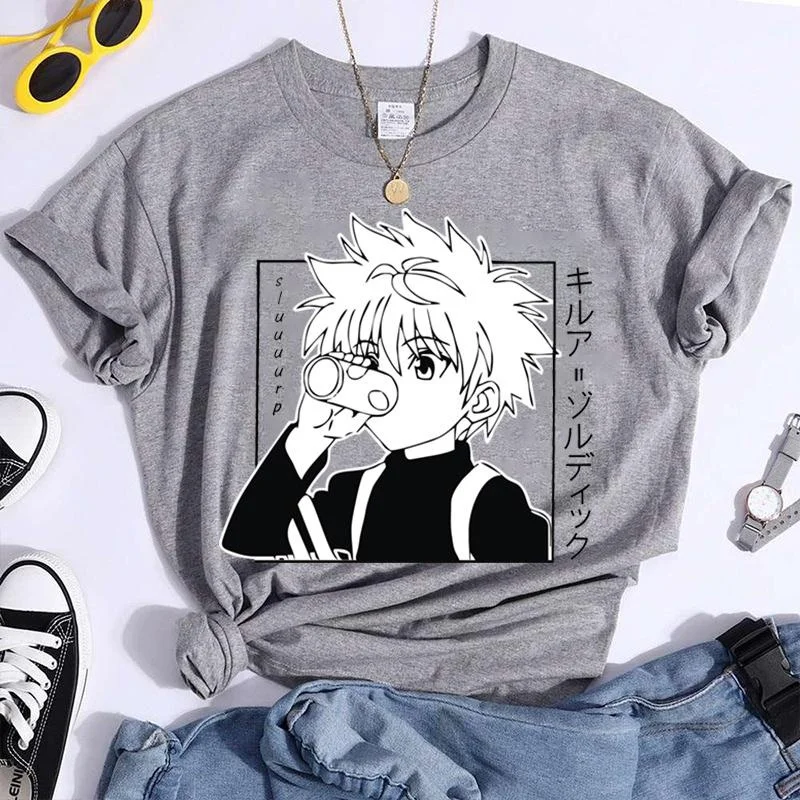 Популярная футболка Killua Zoldyck с графическим принтом летняя повседневная унисекс