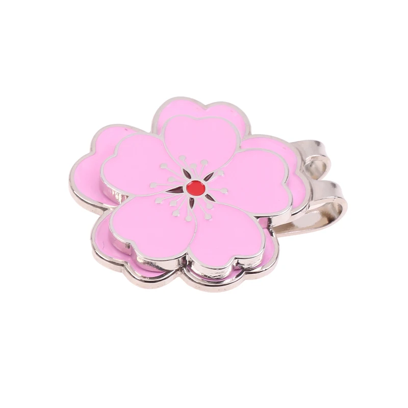 

Golf Ball Mark with Golf Hat Clip Magnetic Alloy Pink Peach Flower Pattern Golf Marker Gift For Golf Ball Sport