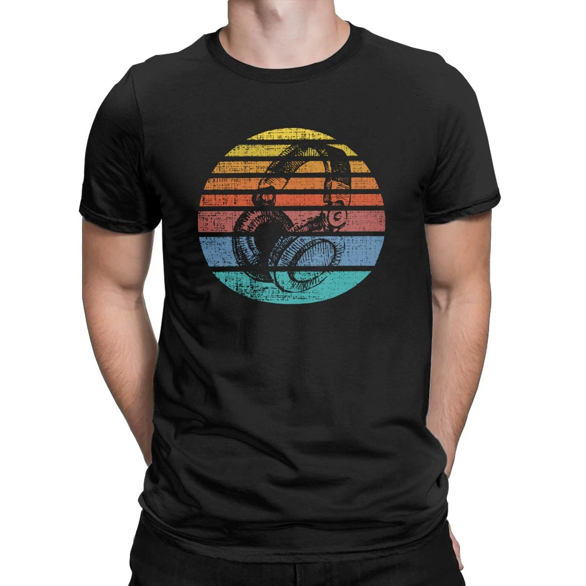 

Music Lover Producer Retro Headphones DJ T Shirts Men's Cotton Funny T-Shirt Round Neck Tees Short Sleeve Clothes Gift Idea