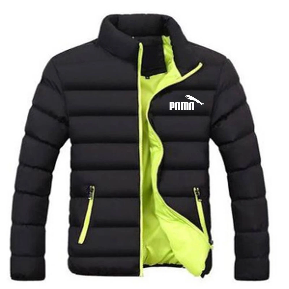 2022 novos homens parka outono inverno casaco sólido gola zíper fecho bolsos casual puffer quente jaqueta streetwear