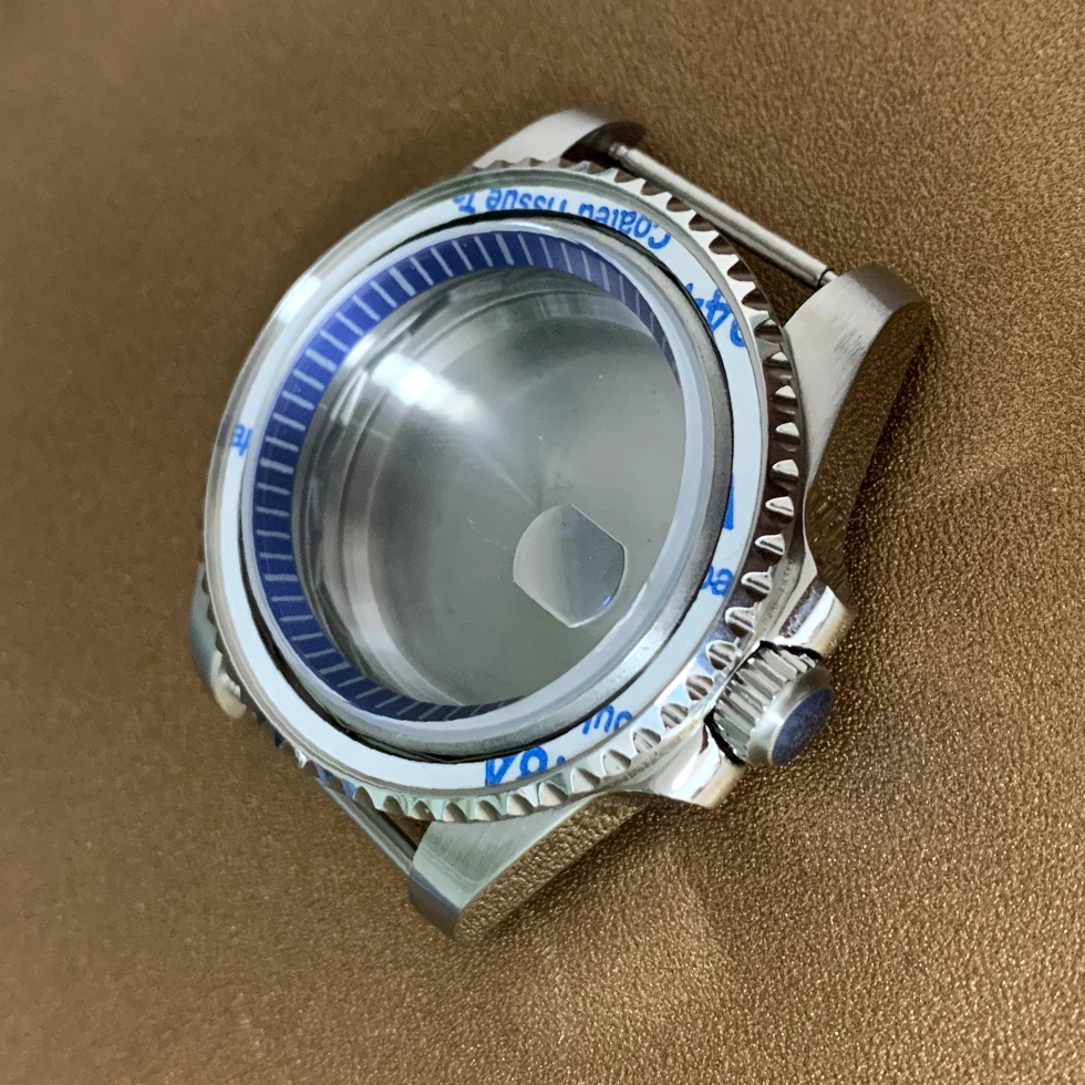 40mm Watch Case Fine Steel 316L Blue Inner Ring Sapphire Glass Assembly Fit NH35 NH35 Movement Men Watch Modification Part