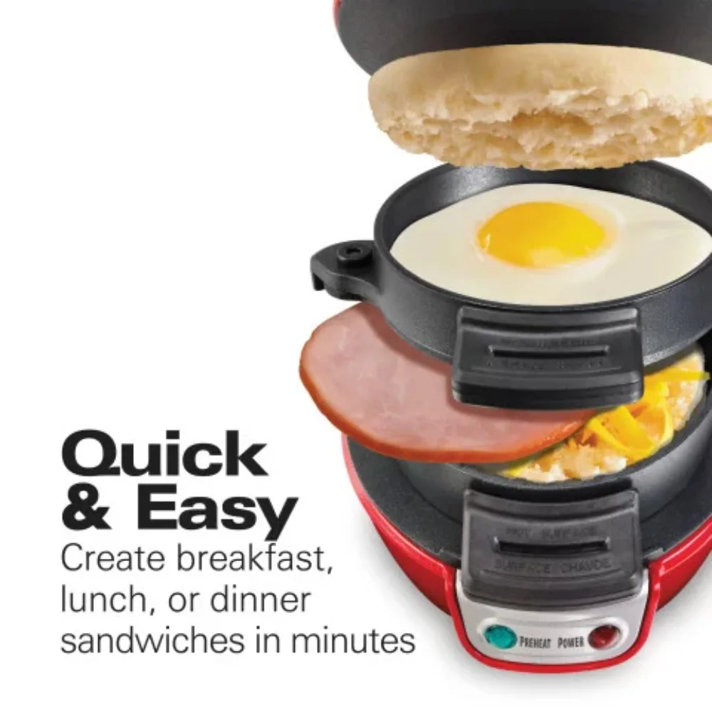 

2023 New Hamilton Beach Breakfast Sandwich Maker, Red, 25476