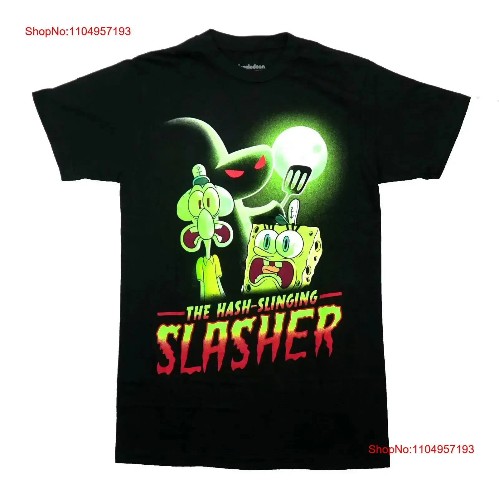Фото Spongbob Squarepants новая футболка для взрослых The Hash Slinging Slasher неоновый зеленый винтажный стираный топ для повседневной носки уличная одежда №1
