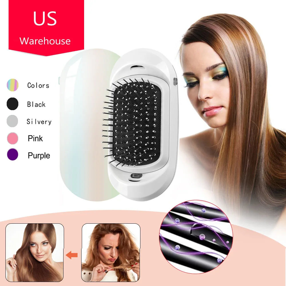 

Dropshipping Ionic Electric Hairbrush Portable Electric Ionic Hairbrush Double Ions Hair Brush Hair Styling Scalp Massage Comb
