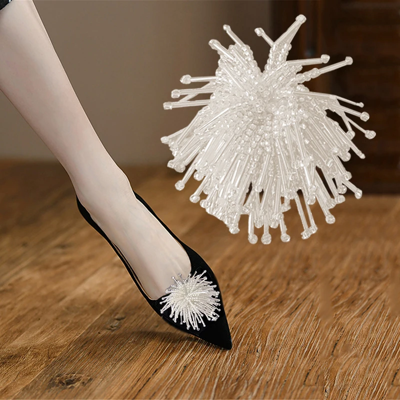 

Круглые зажимы для обуви с бисером, 2 шт., съемная пряжка для обуви, Элегантные украшения для обуви на высоком каблуке, аксессуары для самостоятельной сборки