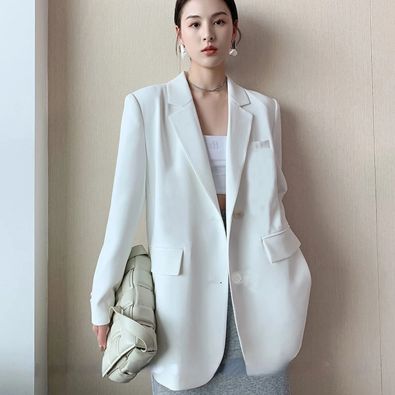 White Suit Jacket Female  2022 New Korean Version Loose Online Celebrity Casual Professional Fashion Small Suit Jacket