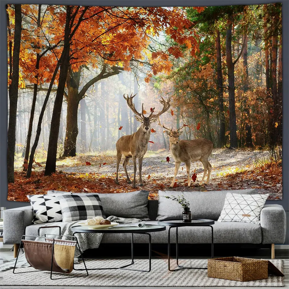 Осенний гобелен настенный подвесной в деревенском стиле оранжевая тыква