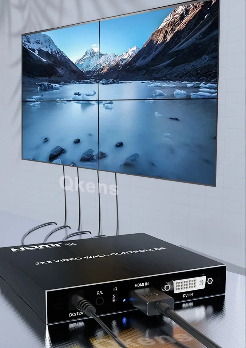 Фото Контроллер видеостены 4K 2x2 1X2 1X3 1X4 DVI HDMI, процессор для сращивания нескольких экранов 1080P 60Гц, 4-канальный видеопроцессор для ТВ, 180 каналов °   Перевернуть №1