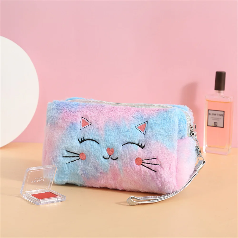 

17x11x8cm For Women Keys Organizer Bag Portable Storage Bags Travel Fur Cat Storage Pouch Storage Tools Plush Female Makeup Bag