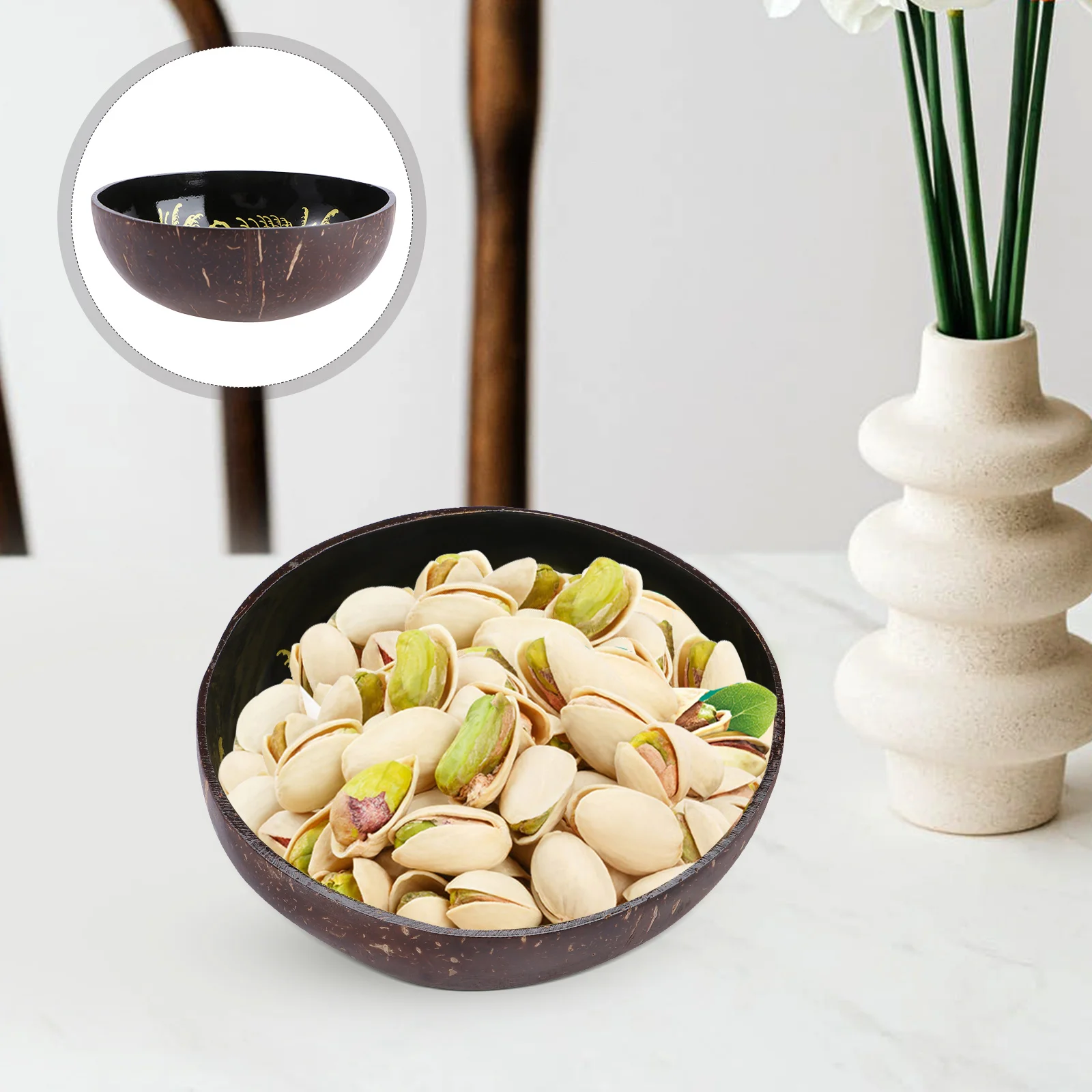 Чаша из натуральной скорлупы кокоса держатель для конфет орехов креативные