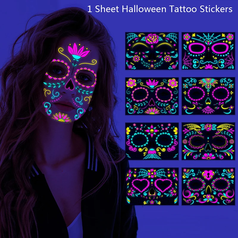 

New Funny Halloween Two-color Luminous Tattoo Sticker Face Sticker Ghost Festival Scar Tattoo Sticker Face Stickers