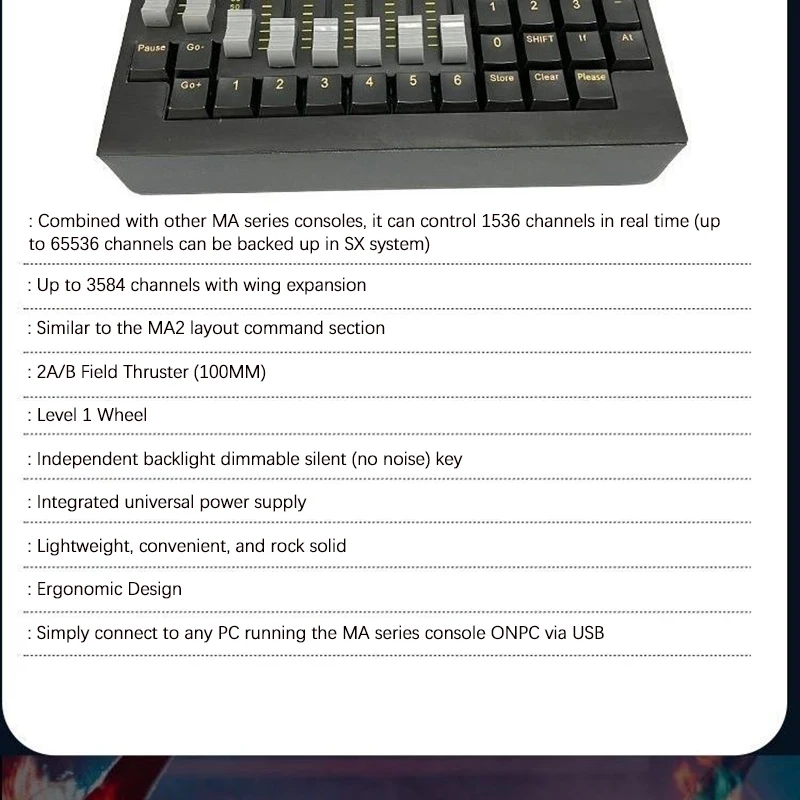 Фото Консоль MA2 Mini Command Wing DMX512 для профессионального управления сценическим освещением на DJ-шоу и вечеринках №4