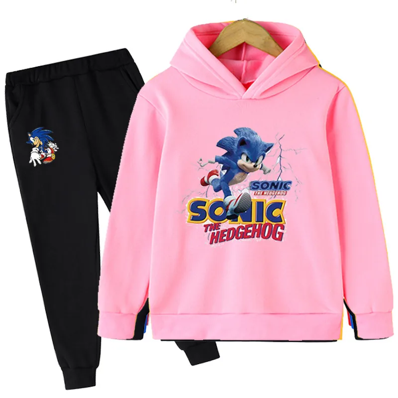 

Комплект одежды для мальчиков и девочек из 2 предметов, толстовка с капюшоном и длинные штаны с мультяшным аниме принтом, одежда для детей, в...