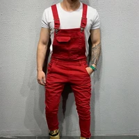 2022 european and american new trend multi pocket suspenders overalls trousers mens casual slim woven jumpsuit